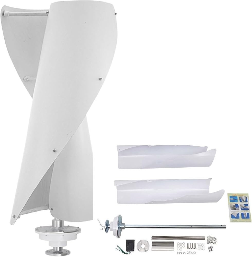 12V 24V Helix Maglev Wind Turbine Generator Kit - Vertical 3-Phase AC Permanent Magnet Generator with PWM Controller & 2 Blades for Boats, Cabins, Mobile Homes, Gazebos - White