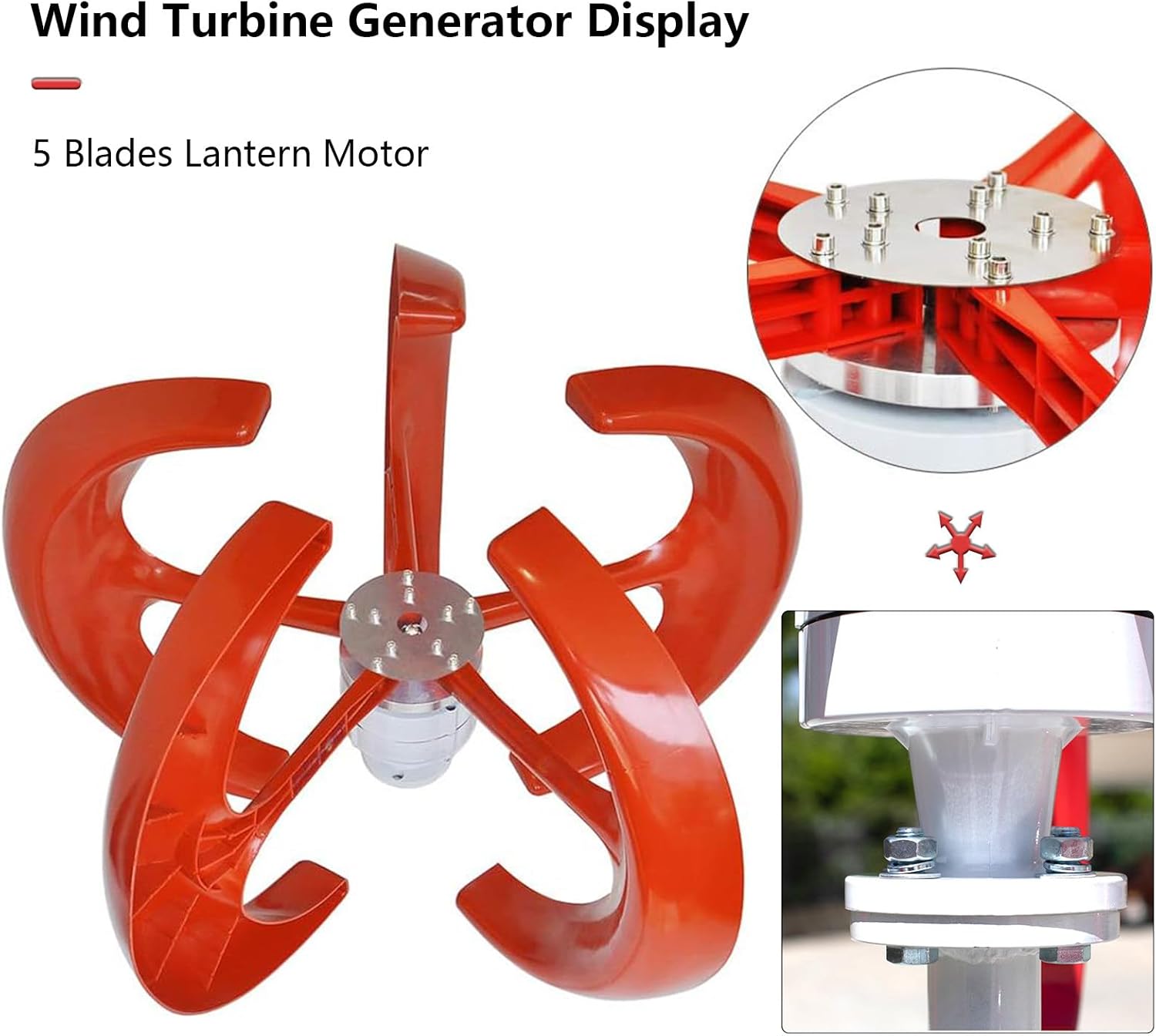 600W Vertical Wind Turbine Generator, 5-Blade Design with Controller, Efficient 12V Wind Power Solution for Home, Marine, Chalet - Eco-Friendly Energy Production System