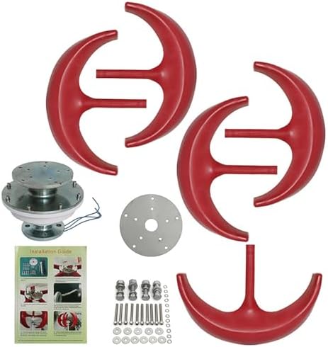 800W 5-Blade Vertical Axis Wind Turbine Kit - 12V/24V Wind Generator with 2000W Inverter for Home Use - Efficient Renewable Energy Solution with Permanent Magnet Technology