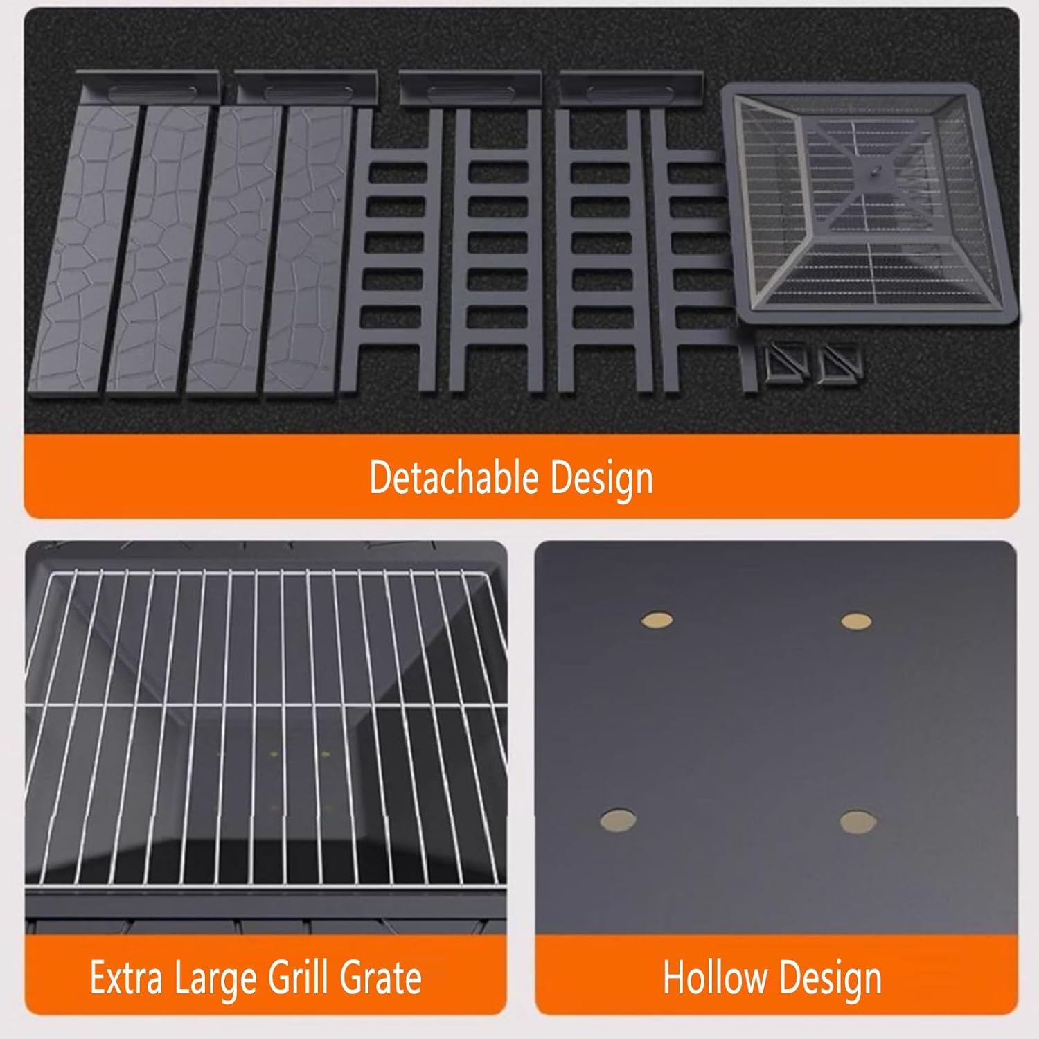 TemkIN Patio Fire Pit, 3 in 1 Square Fire Pits & Outdoor Fireplaces, with Cover & Rain Cover, Heavy Duty Outdoor Fire Pit for Outside Backyard Deck (Steel), Black