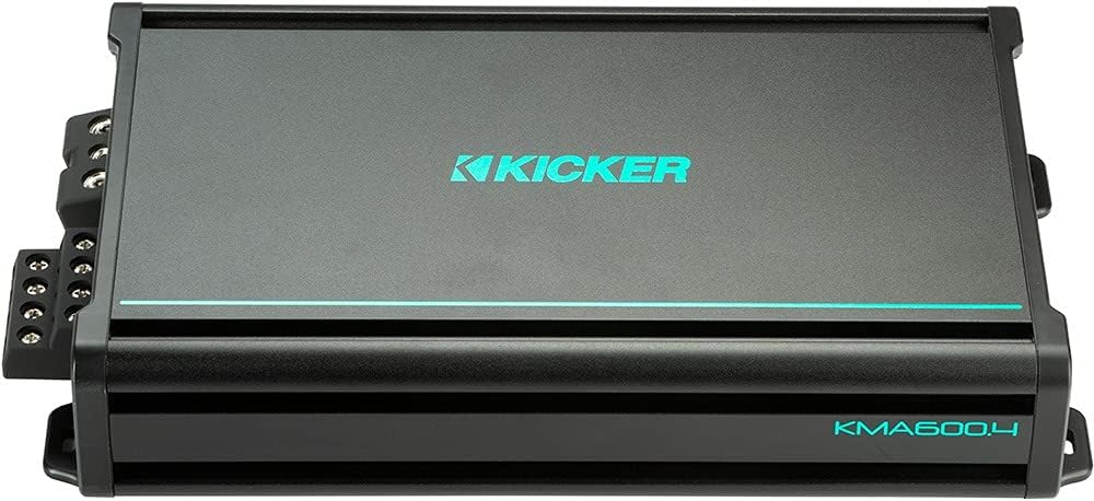 KICKER Amp and Wiring Kit Package of 2 Items 600W 4-Channel KMA Series Marine Amplifier with 8AWG Power Wiring Kit - Boat Kit - 48KMA600.4 Amplifier & 47KMPK8 Wiring Kit