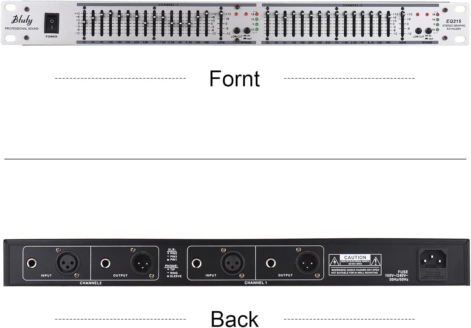 15-Band Equalizer Audio Equalizer EQ-215 Dual Channel 1U Rack Mount 2-channel Stereo Graphic Equalizer Stereo Equalizer Graphic Equalizer