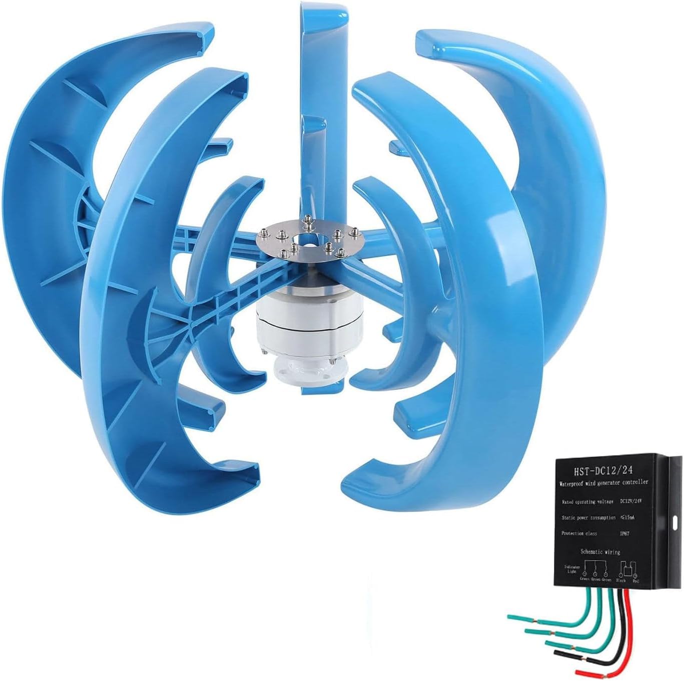 High-Efficiency 12V Vertical Axis Wind Turbine Generator - Three-Phase Permanent Magnet Motor for Home, Garden, Boat, Marine & Industrial Applications - Eco-Friendly Renewable Energy Solution