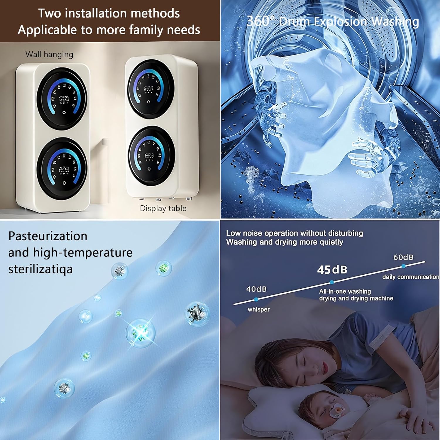 BANGBANGJI Portable Clothes Washing Machines, Mini Washing Machine with 3.5Lx2 Twin Tub, LED Display, Stainless Steel Drum for Underwear, Socks, Baby Clothes Desktop