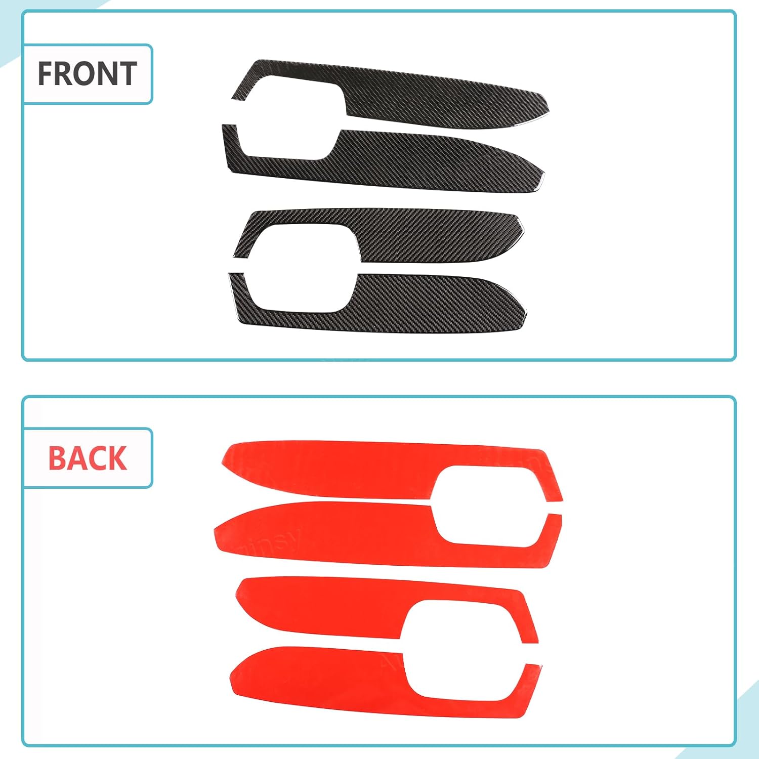 Aunginsy Inner Door Armrest Panel Trim Compatible with Toyota Tundra 2014-2021 Car Soft Carbon Fiber Front Rear Doors Handle Armrest Panel Decorative Sticker Protection Cover Interior Accessories