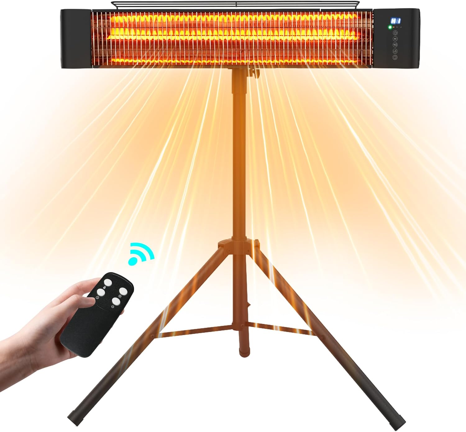 Electric Infrared Patio Heater 1500W Outdoor Portable Heaters for patio RealSmart Outdoor/Indoor Space Heater 3 Heat Modes Wall Mounted Tripod Heater IP65 TUV Certification for Garage Greenhouse