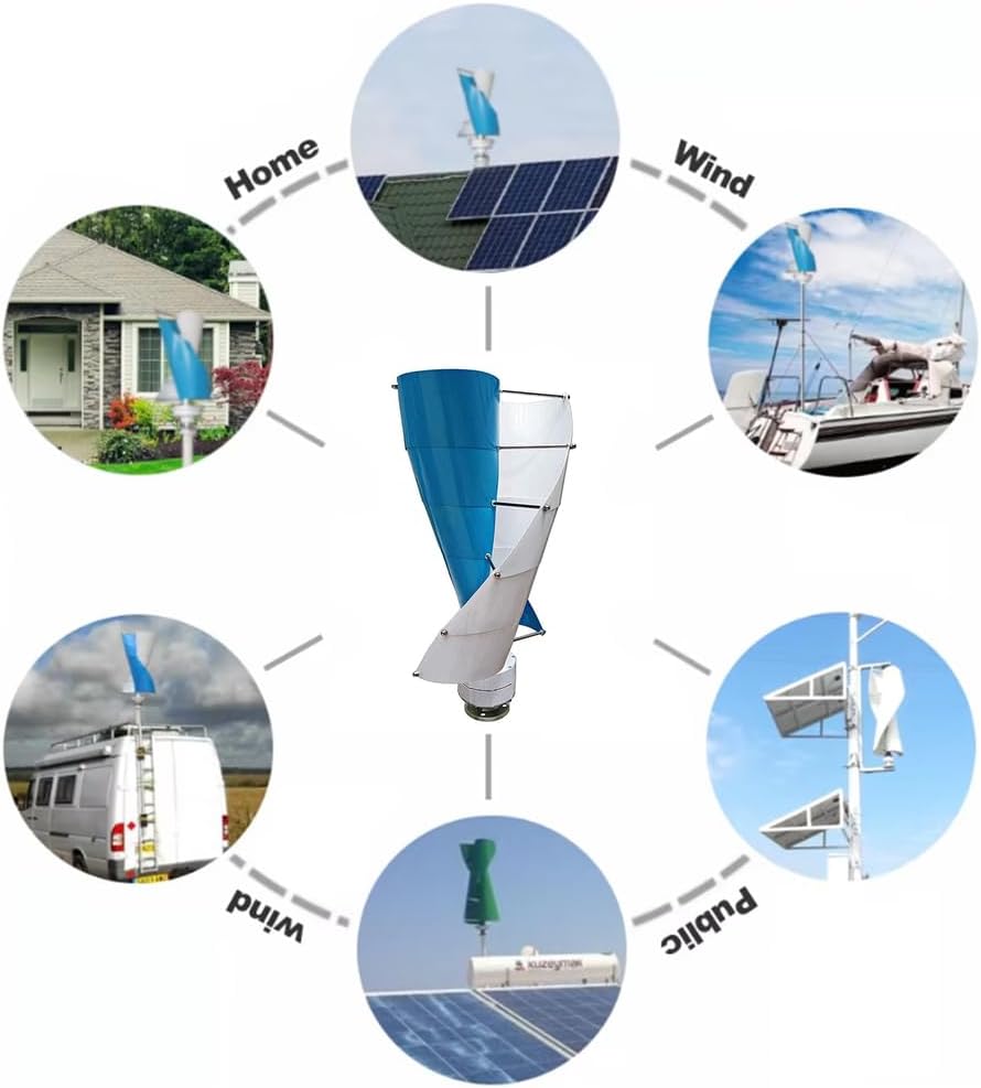 12V-220V High Power Residential Wind Turbine 12000W 10-Blade Camping Windmill Free Energy Magnetic Generators for Home, Street Lighting