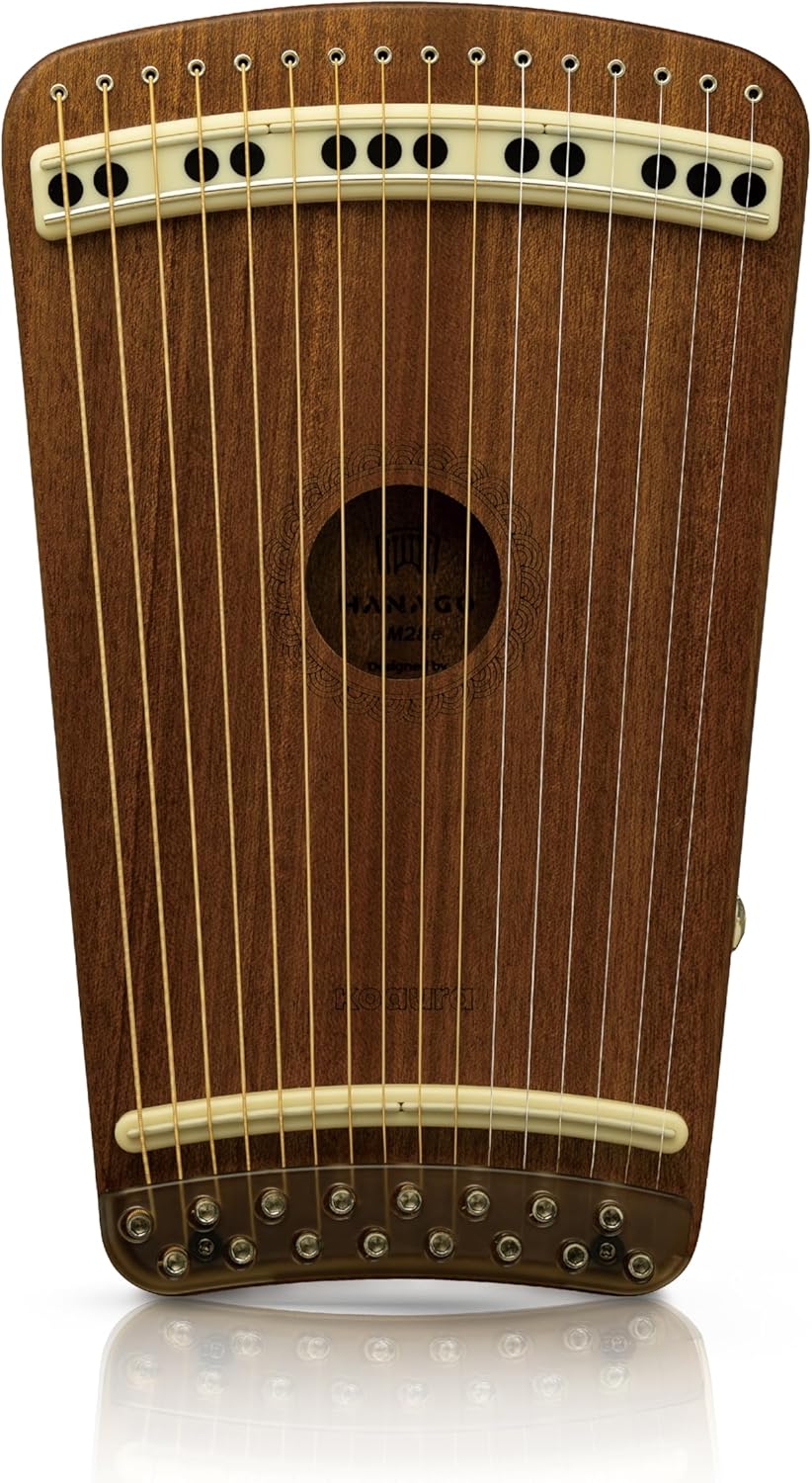 Guitar Harp | Hanago M28 [16 Strings but Playable 28 Notes] Single-Fret Fingerboard with Piano Array, Portable A4 Size, All Solid Wood(Mahogany)