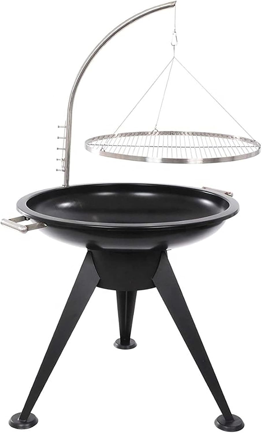 Patio Charcoal Tripod Hanging Grill, Camping Fire Pit, Portable Outdoor Height-Adjustable Tripod Heater for Campfire Cooking,60×60×130cm