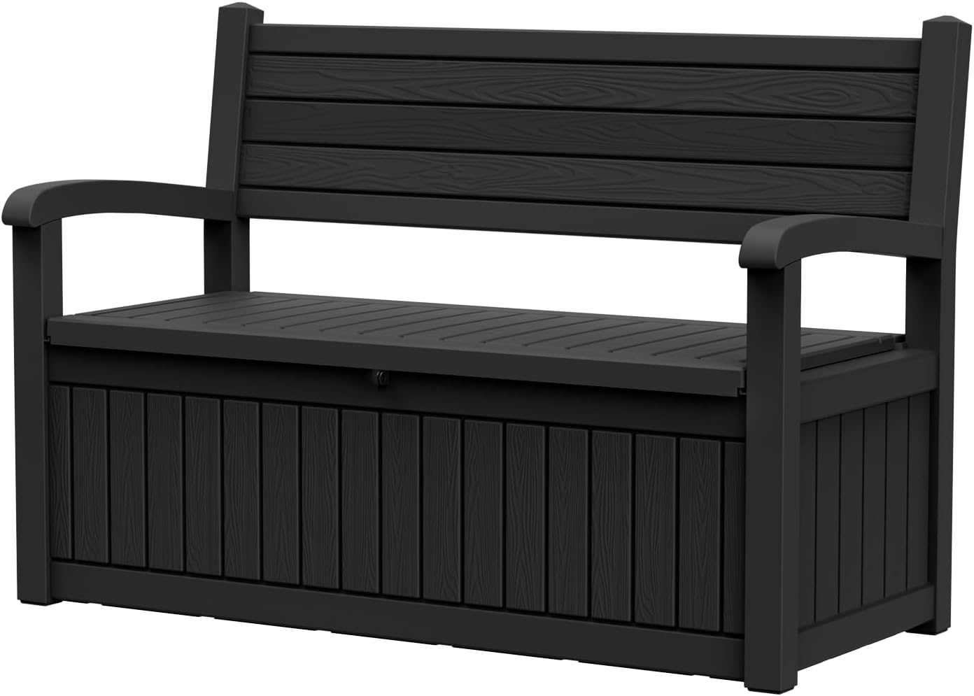 70 Gallon Outdoor Storage Bench， Waterproof and Lockable Outdoor Storage Box, Durable Resin Deck Box for Patio, Backyard, Garden, Porch(Black)