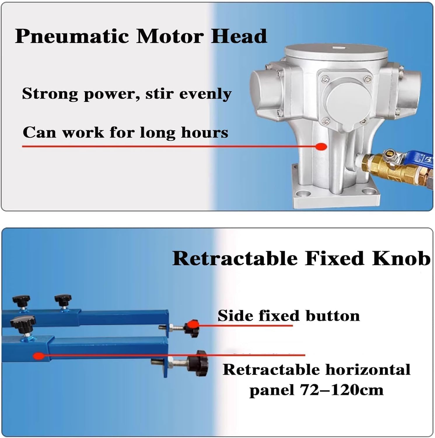 IBC Air Agitators, 1 Ton 1HP Tank Paint Mixer Machine, Pneumatic Agitator with Support Hanger, Folding Propeller, for Ink Dissolver Agitator