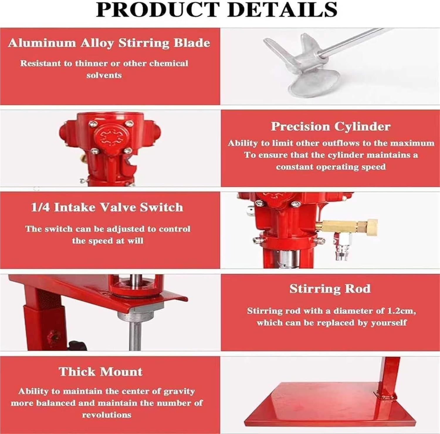 5 Gallon Pneumatic Paint Mixer Stirrer, Lift Paint Stirring Machine, Desktop Air Agitator, with Stand, 2600RPM/min, for Mixing Plaster/Paint/Mortar/Glue