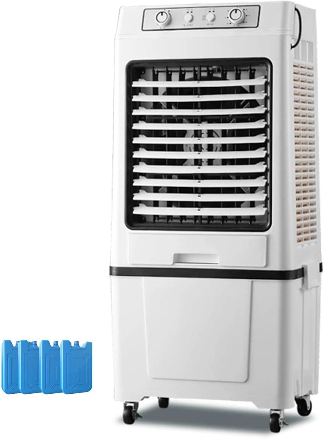 3 in 1 Evaporative Cooler, Swamp Cooler, Air Conditioner Portable with 8.8 Gal Split Water Tank, Knob Control, 3 Speed and 4 Ice Box(Black)