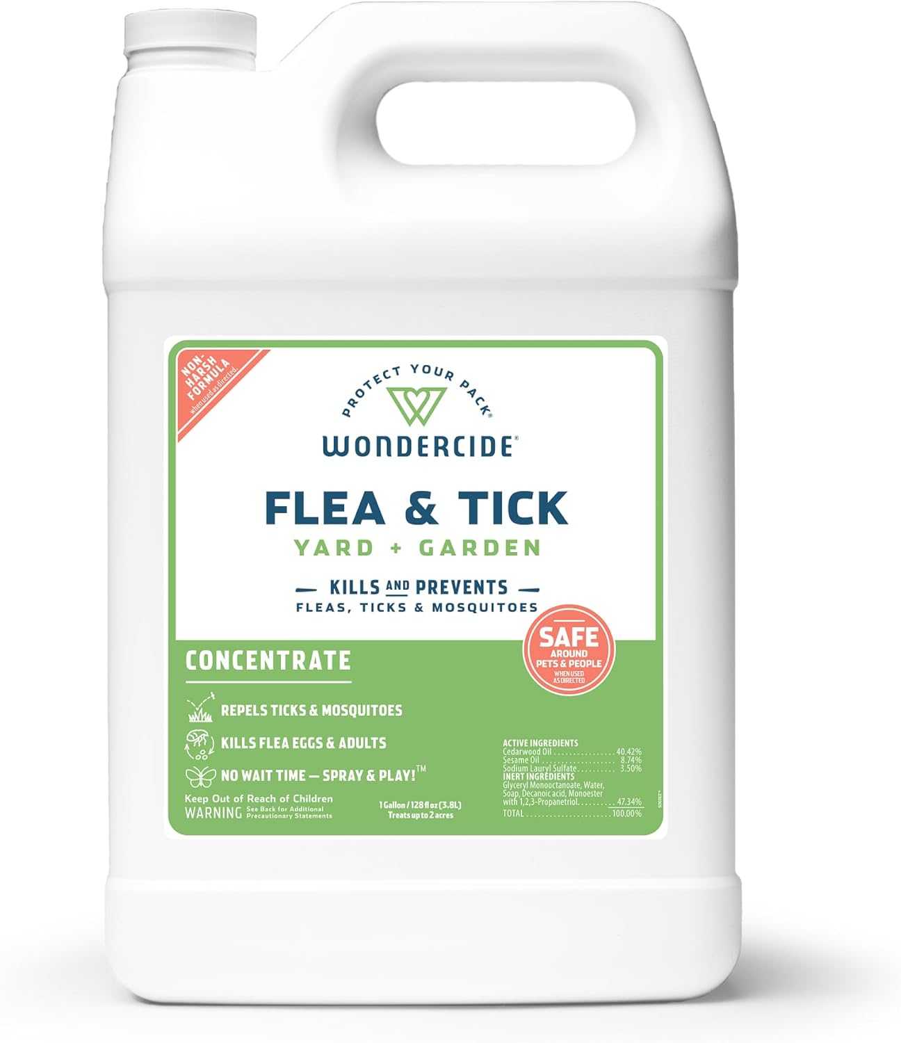 Wondercide - Flea and Tick Spray Concentrate for Yard and Garden with Natural Essential Oils – Kill, Control, Prevent, Fleas, Ticks, Mosquitoes and Insects - Safe Around Pets, Plants, Kids - 1 Gallon