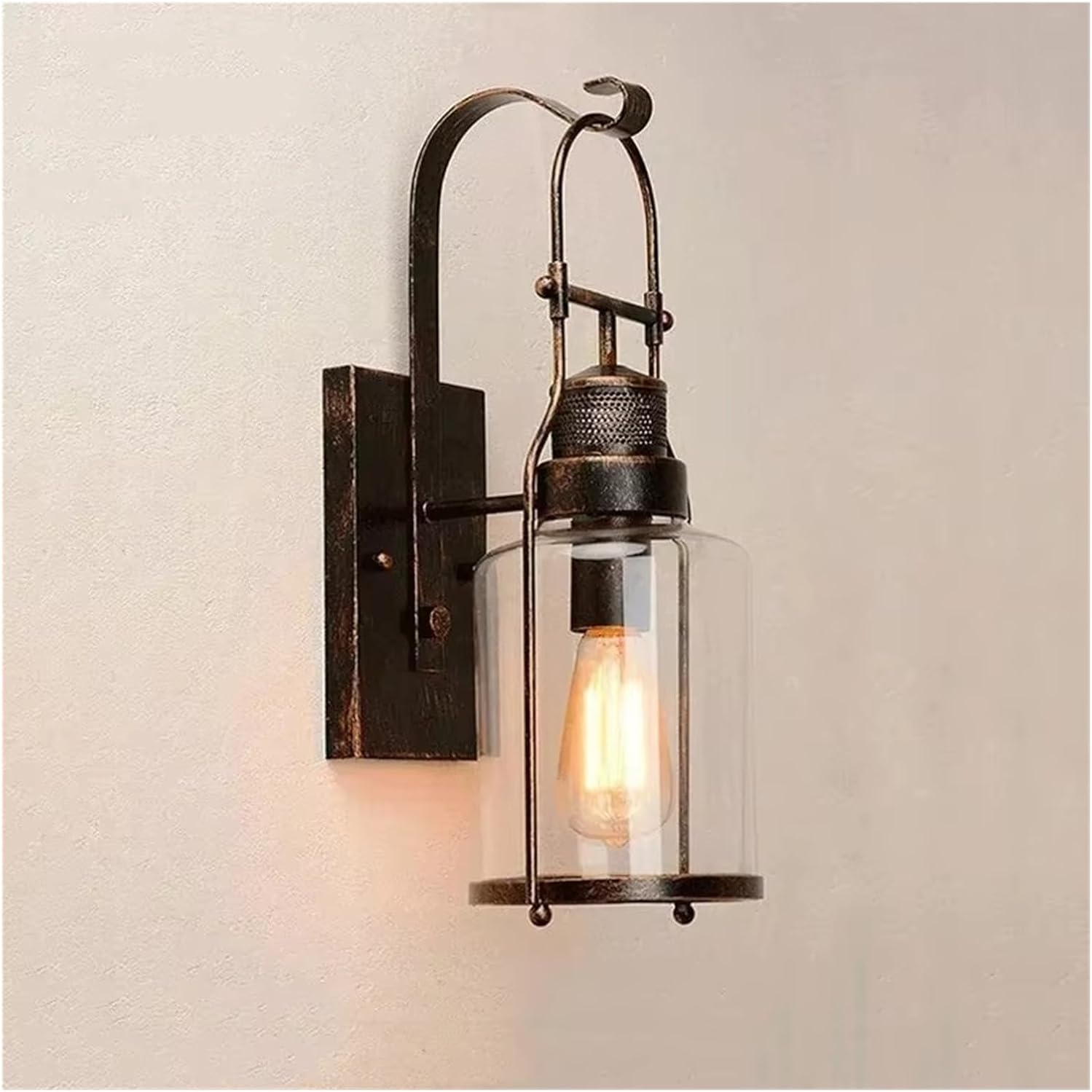 Outdoor Waterproof Wall Lamp Retro Iron Loft Garden Yard Wall Light Bedroom Aisle Restaurant Lamp Cafe Light Balcony Glass Sconce,Practical Lighting fixtures