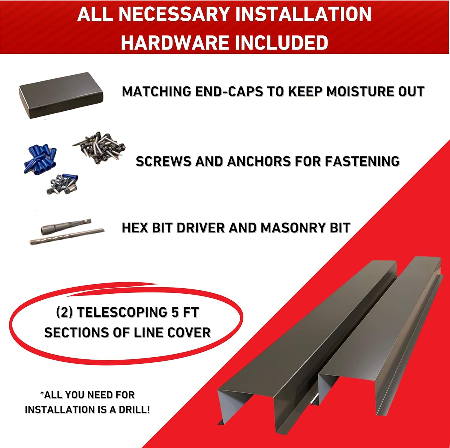 EAGLE 1 Metal Line Set Cover Kit for Mini Split and Central Air Conditioner & Heat Pump (Multiple Sizes and Colors) (4x4, Galvalume)