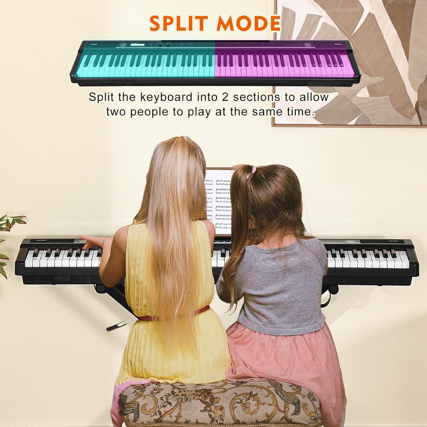 88 Key Piano Keyboard for Beginners, Full-Size Semi Weighted Digital Piano with 3-Pedal Unit, Removable Music Stand, LED Display Screen, Compact Design and MIDI Connection (Black-1)