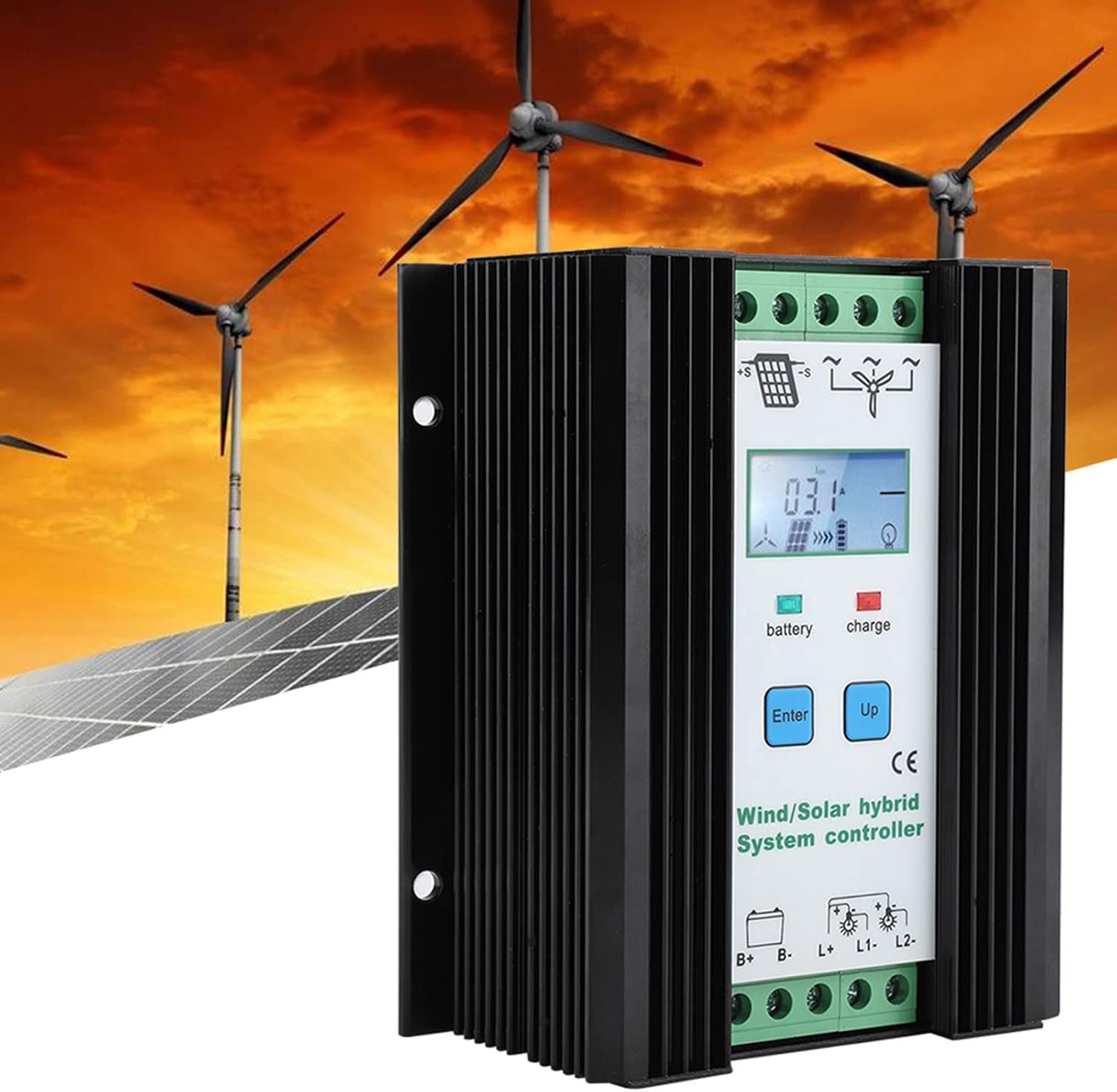 Wind and Solar Energy Hybrid Controller, Digital Intelligent Boost Charging Regulator, 50A 12V 24V - High Efficiency Digital Control, Built - in Protection Features, Ideal for