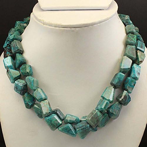 13 inch natural beads strand of 10-18mm faceted tumble chrysocolla gemstone beads for DIY jewelry - necklace, bracelet, earring, ring.
