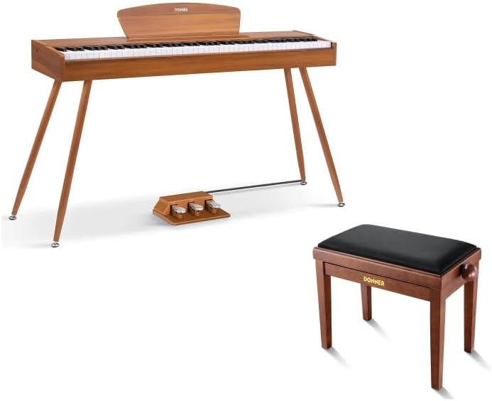Donner DDP-80 Digital Piano+Donner Adjustable Piano Bench Brown-Matt
