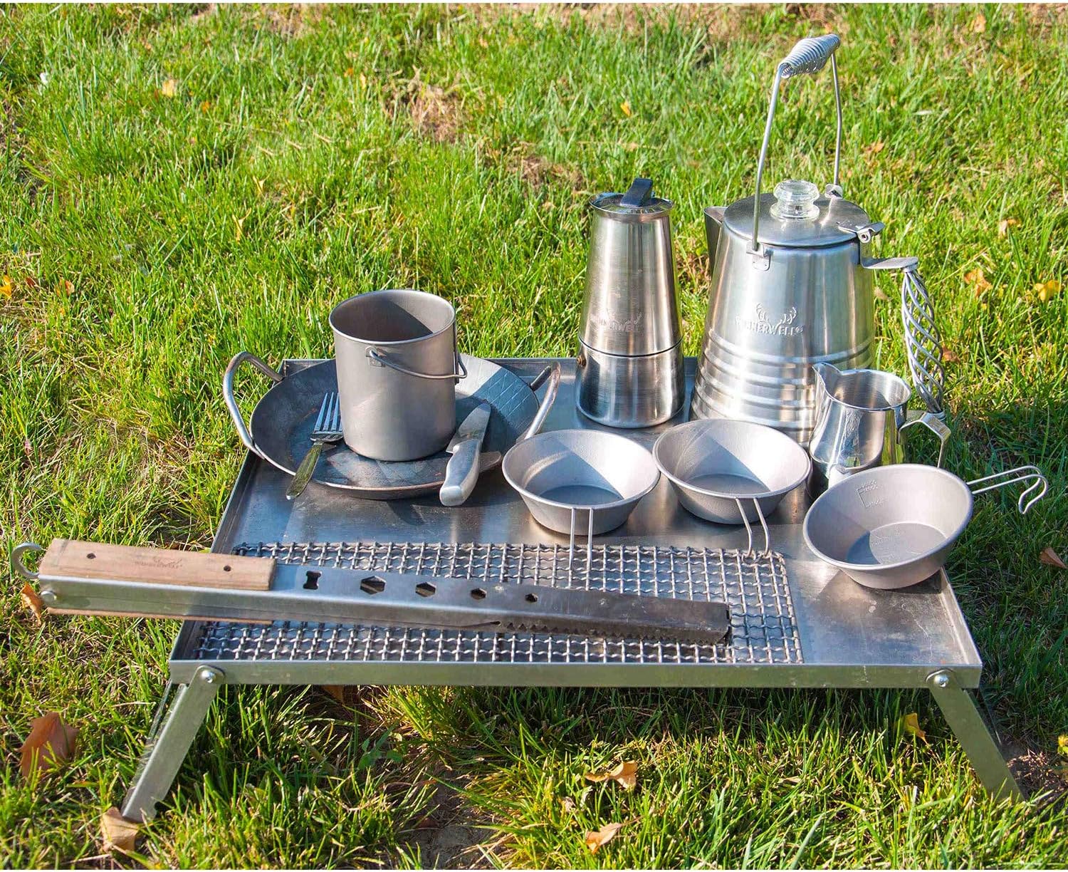 Winnerwell Accessory Table for Flatfold Fire Pit - XL | Portable Stainless Steel Accessory Table for Fire Pan and Camping