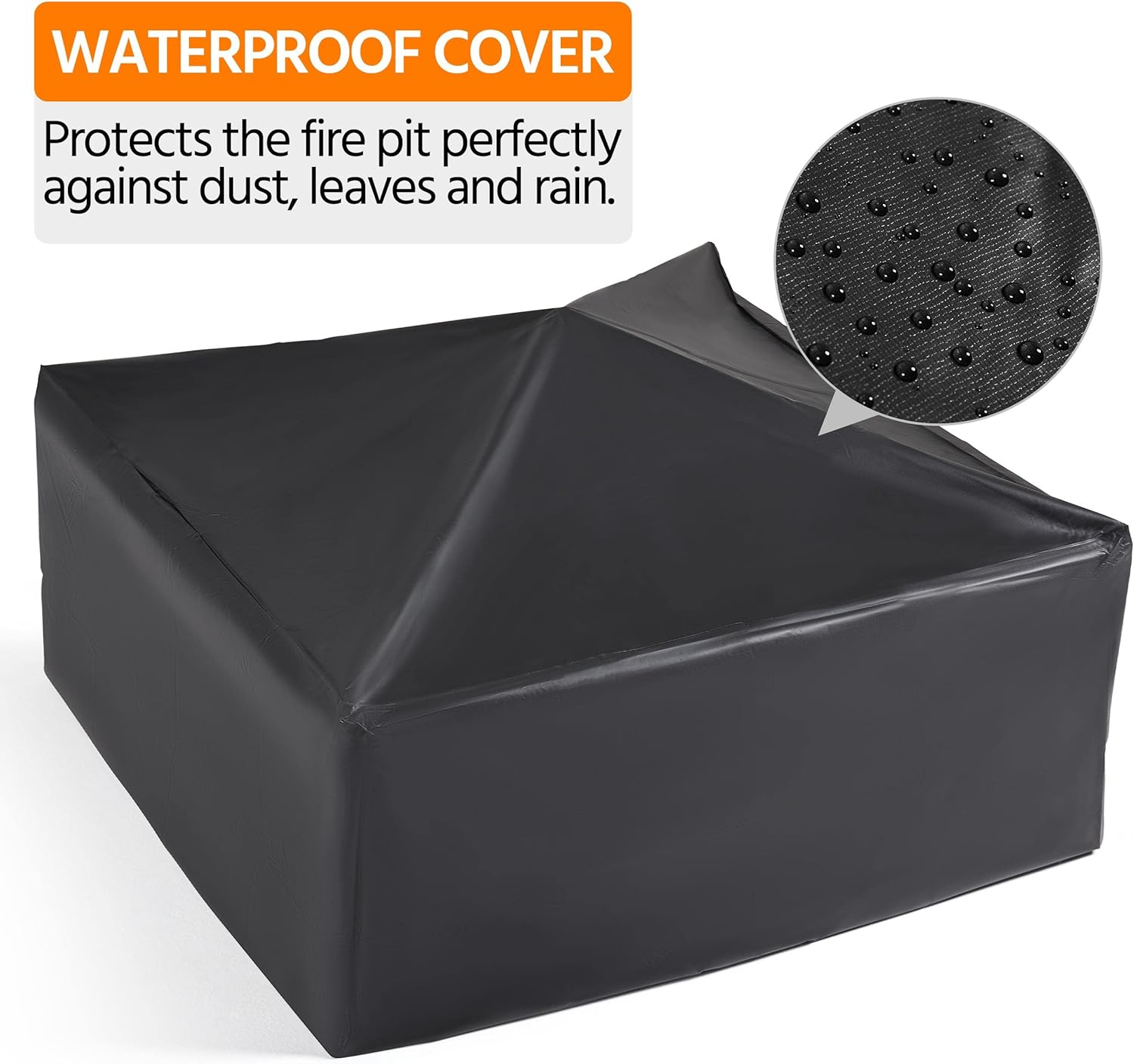 Topeakmart Outdoor Fire Pit Wood Burning 32in Multifunctional Firepits Table Patio Stove with Waterproof Cover, Spark Screen, Poker, Large Square Fire Pits for Outside Garden Camping