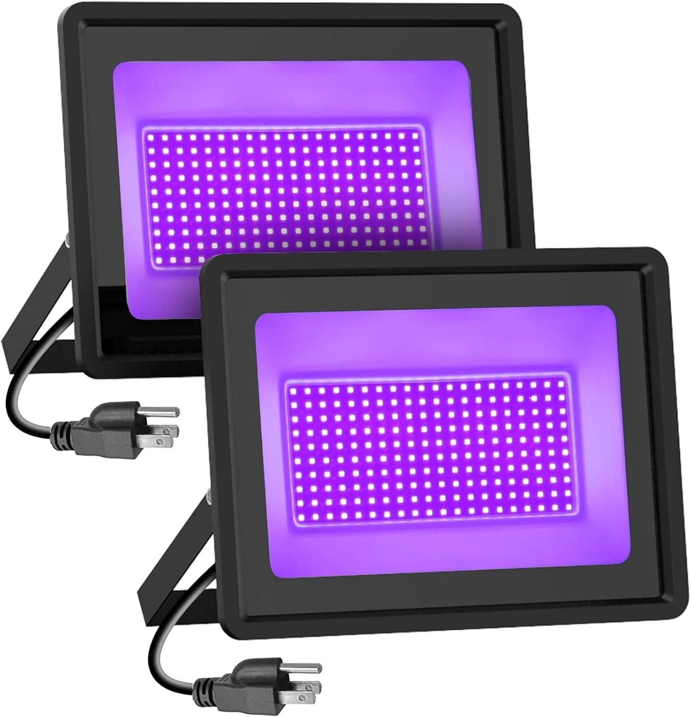 Black Lights Tansir 300W LED Flood Light with Plug(6ft Cable) for Halloween Party, Stage Lighting, Aquarium, Body Paint, Fluorescent Poster, Neon Glow in The Dark Night (2 Pack)
