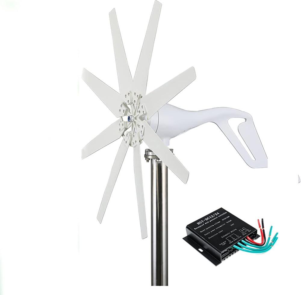 8 Blades Small Wind Generator Home Use, 3000W-6000W with Mpptcharge Controller Windmill RV Yacht Farm Small Wind Generator Home Use