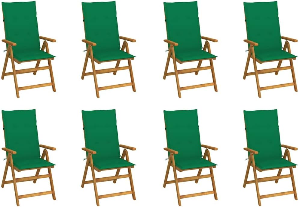 Patio Chair Folding Patio Chairs with Cushions 8 pcs Solid Acacia Wood