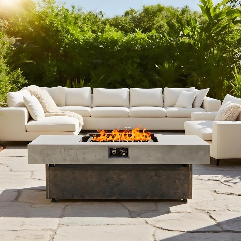 Tabletop Propane Fire Pits, 56 x 23 in, 50,000 BTU Outdoor firepit Table, Suitable for Outdoor, Patio, Balcony, Three Height Options
