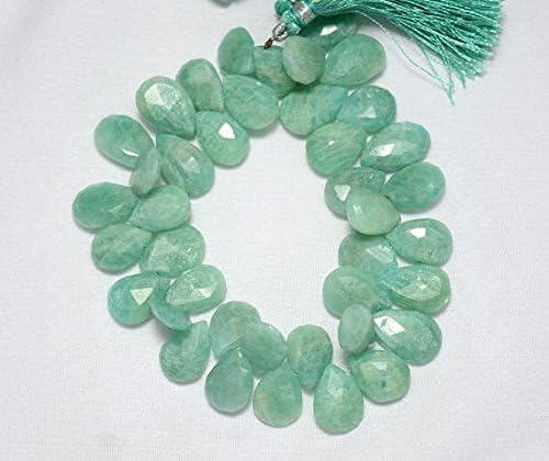 13 inch natural beads strand of 9x13-9x15mm faceted pear amazonite gemstone beads for DIY jewelry - necklace, bracelet, earring, ring.