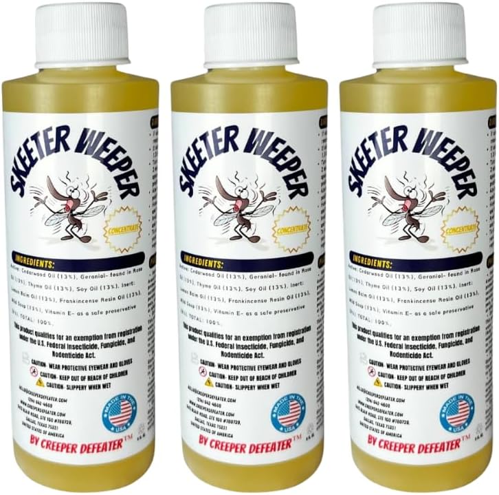 Skeeter Weeper® Premium Natural Mosquito/Pest Control Misting Solution (3 Pack of 6 oz Concentrates, Regular Strength, Cedar-Free)