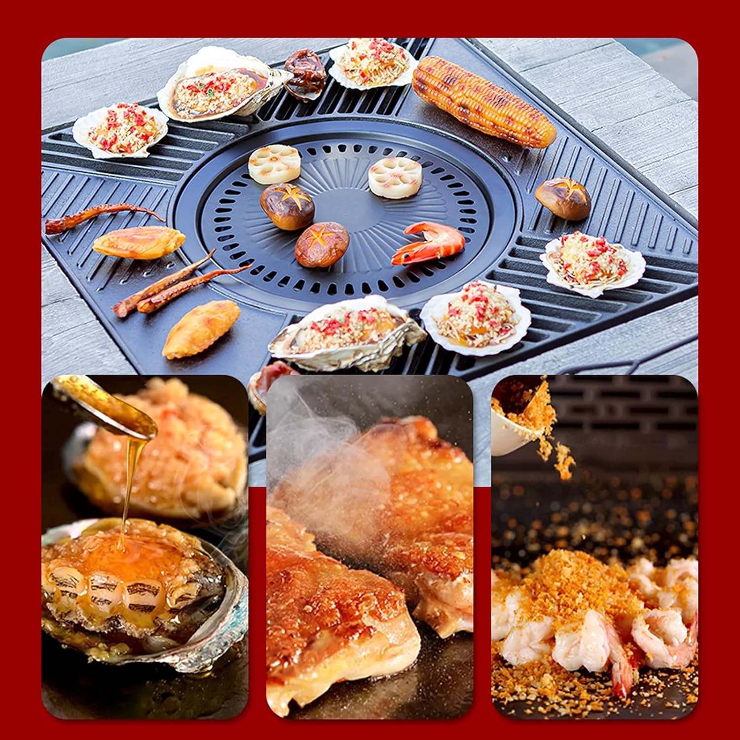 Garden Fire Pit Grill Bowl Grill Barbecue Rack Fire Pit Outdoor Wood Burning fire Pit, with Spark Screen, Fireplace Poker, Outdoor Courtyard fire Pit, with Barbecue Set