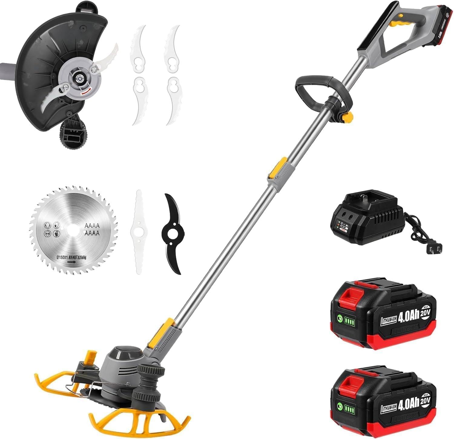 Electric Powerful Lawn Mower, Multifunctional Hand-Held Rechargeable Lithium Battery Lawn Mower Edge Trimmer, for Garden and Yard