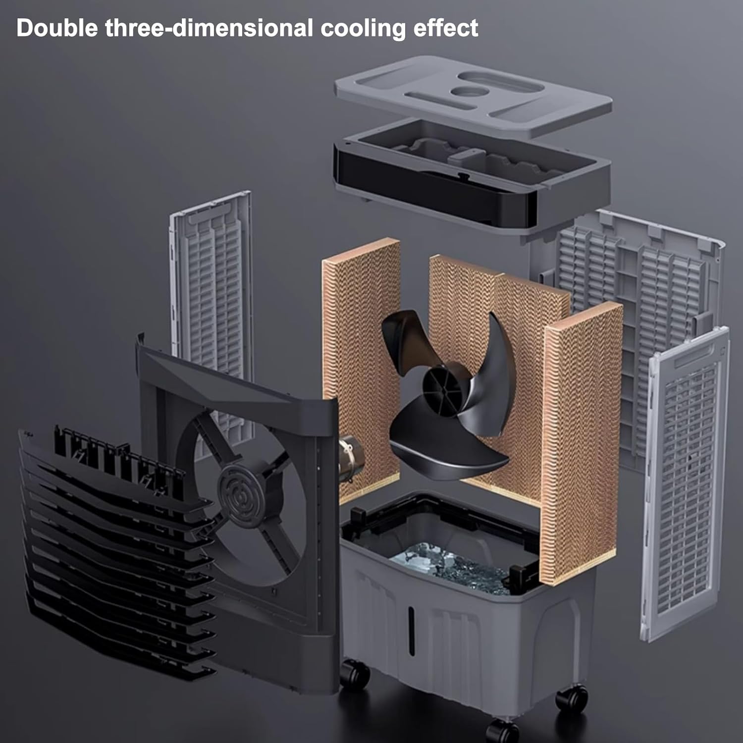 Swamp Cooler Air Conditioner, Evaporative Air Cooler with 4 Ice Box, 120°Oscillation, Portable Cooling Fan with 3 Speeds for Bedroom Home Office(45x35x80cm/18x14x31.5inch)