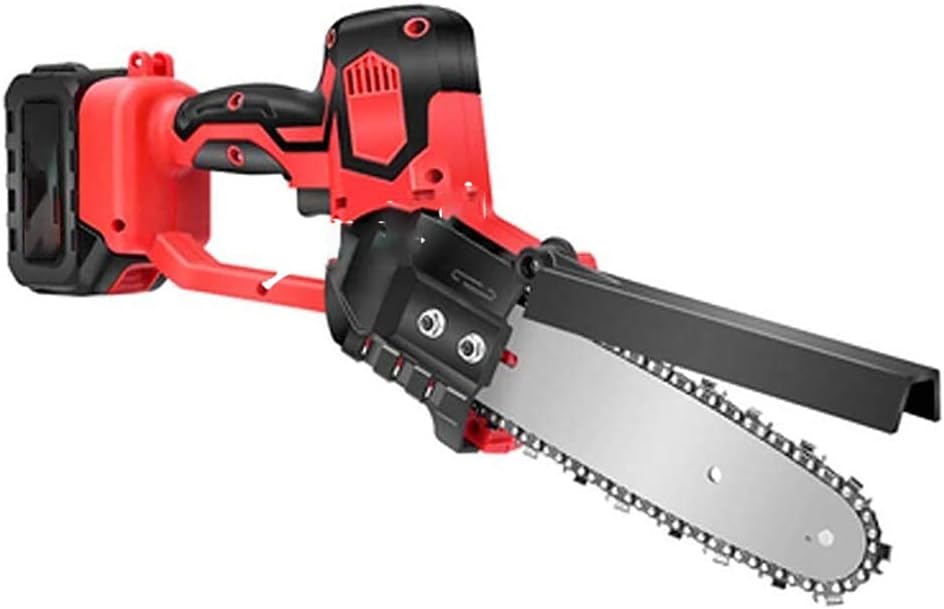 Mini Chainsaw Power Tool 8-inch Guide Plate, 24V Voltage, 1200W Power, One-Hand Saw for Cutting Branches and Wood, Safety Switch, Cordless Chainsaw (Red)