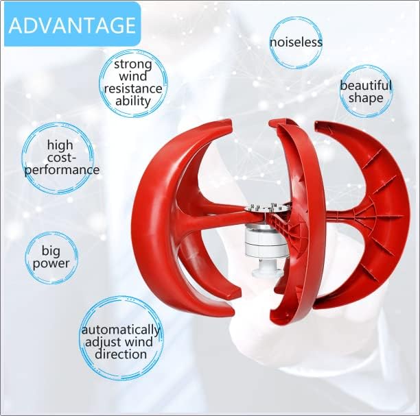 8000W Vertical Axis Lantern Wind Turbines Generator Motor Kit 5 Blades 12V-220V Electromagnetic for Home Hybrids Streetlight Use