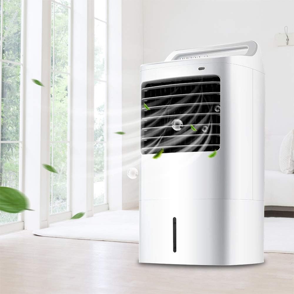 Cooling Fans Portable Evaporative Air Cooler with Fan & Humidifier 3 Speed 3 Modes Bladeless Quiet Electric Fan WRemote Control for Indoor Home Office Dorms 55W 3 Speed Setting, White