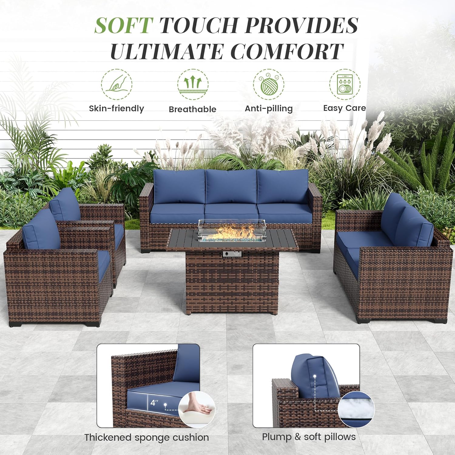 Amopatio Oversized Outdoor Sectional Sofa Set with 44