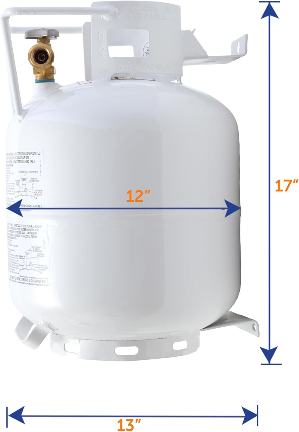 Flame King YSN201HZL 20-LB Steel Horizontal Propane Tank Cylinder for Fire Tables, Fire Pits, Patio Heaters, Barbeques, RVs, and Truck Campers