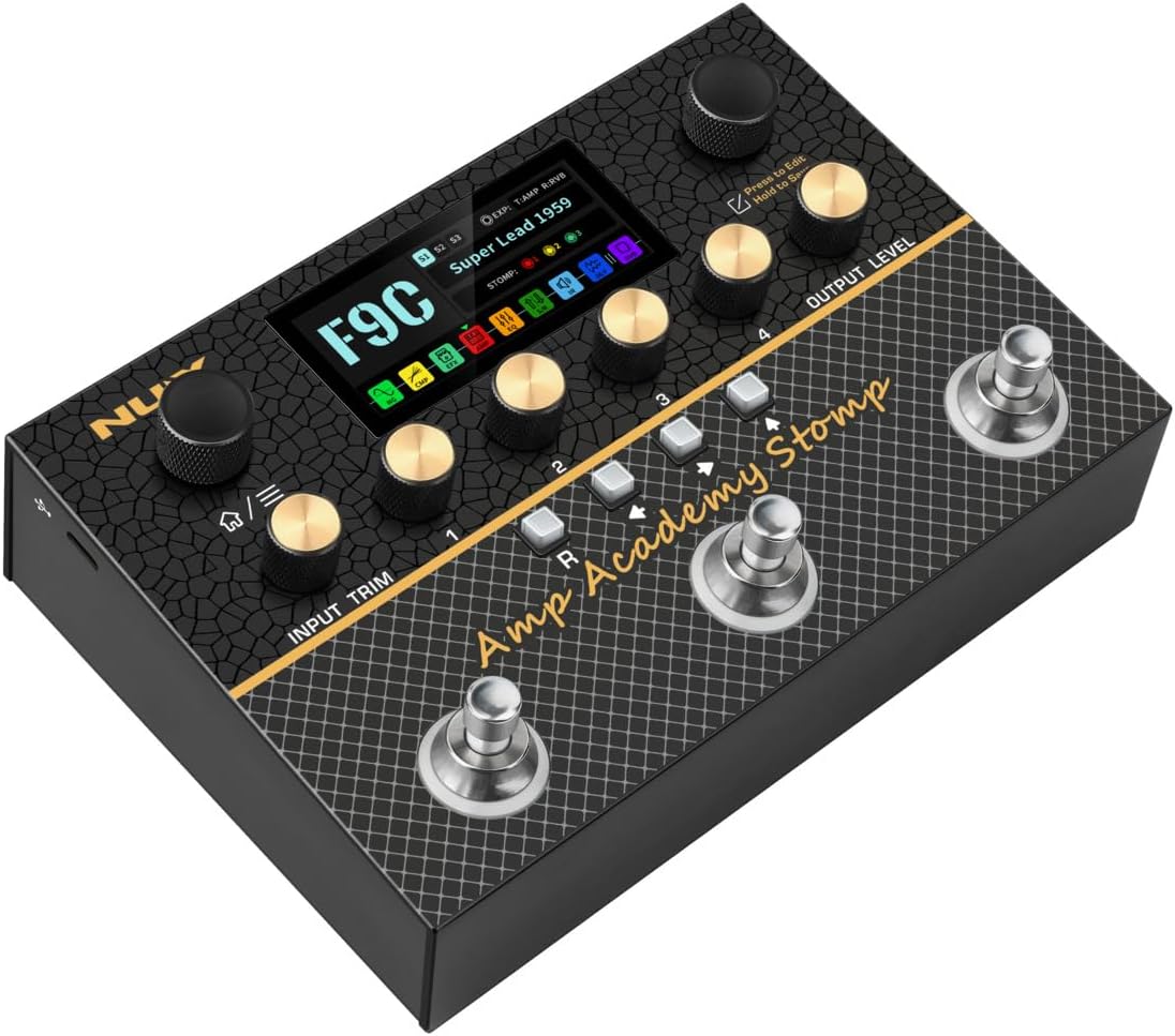NUX Amp Academy Stomp Compact Amp Modeler, Multi Effects Pedal, 9 EFX blocks, Stereo IR Engine