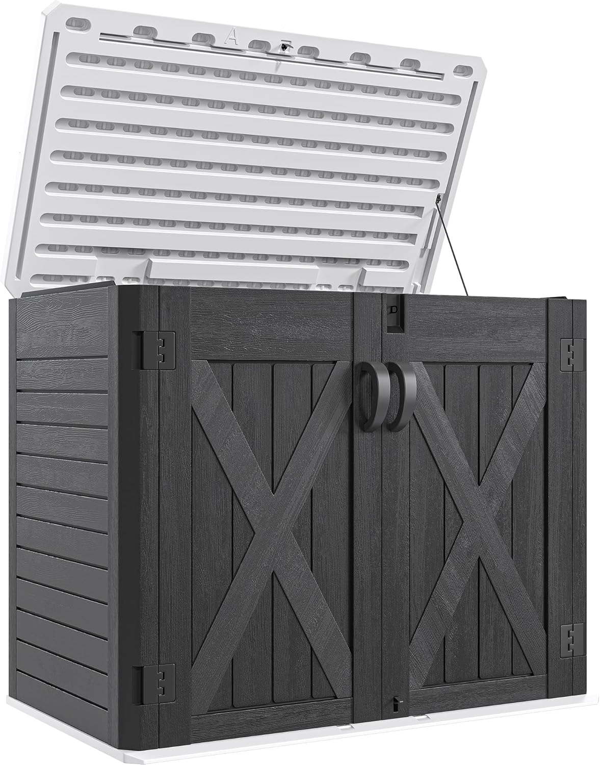 YITAHOME Outdoor Horizontal Storage Shed with X-Shaped Lockable Door, 35 Cu Ft All-Weather Resin Tool Shed w/o Shelf, Ideal for Bike, Trash Cans, Garden Tools, Lawn Mowers, Dark Gray