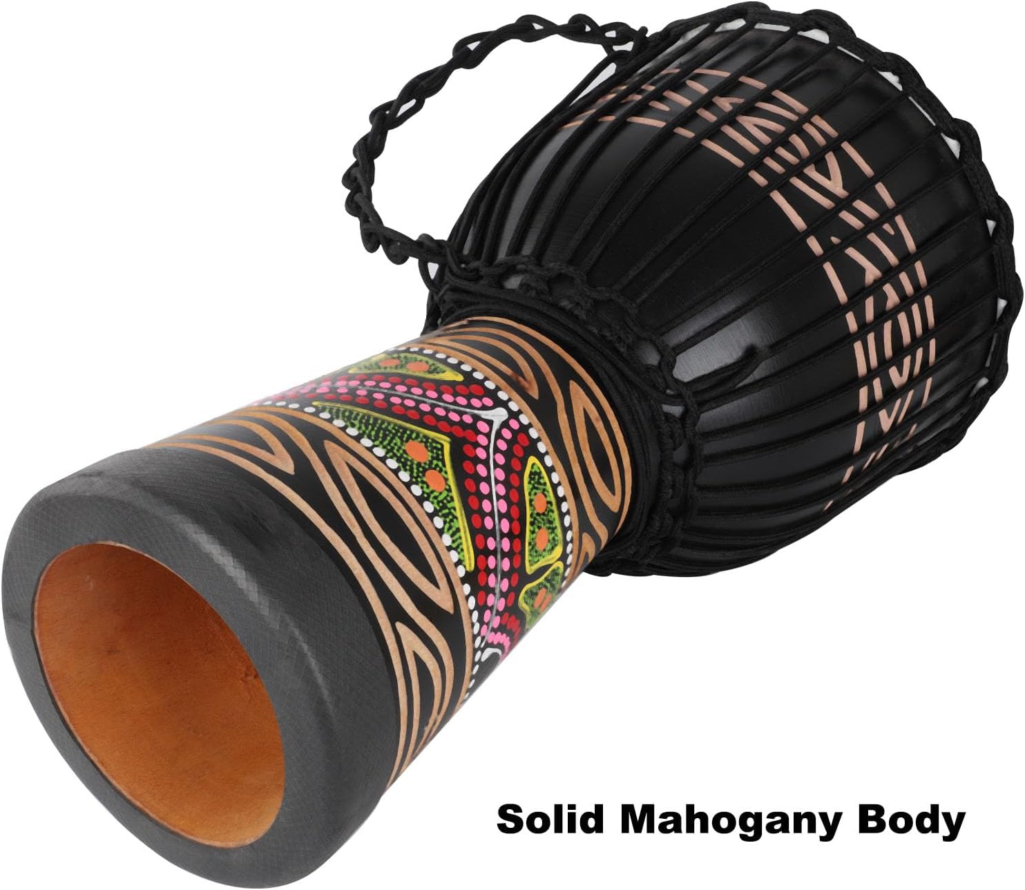 Djembe Drum for Adults,African Drum 10'' x 20'' Mahogany Goatskin Drumhead Hand Drums for Beginners (Black)