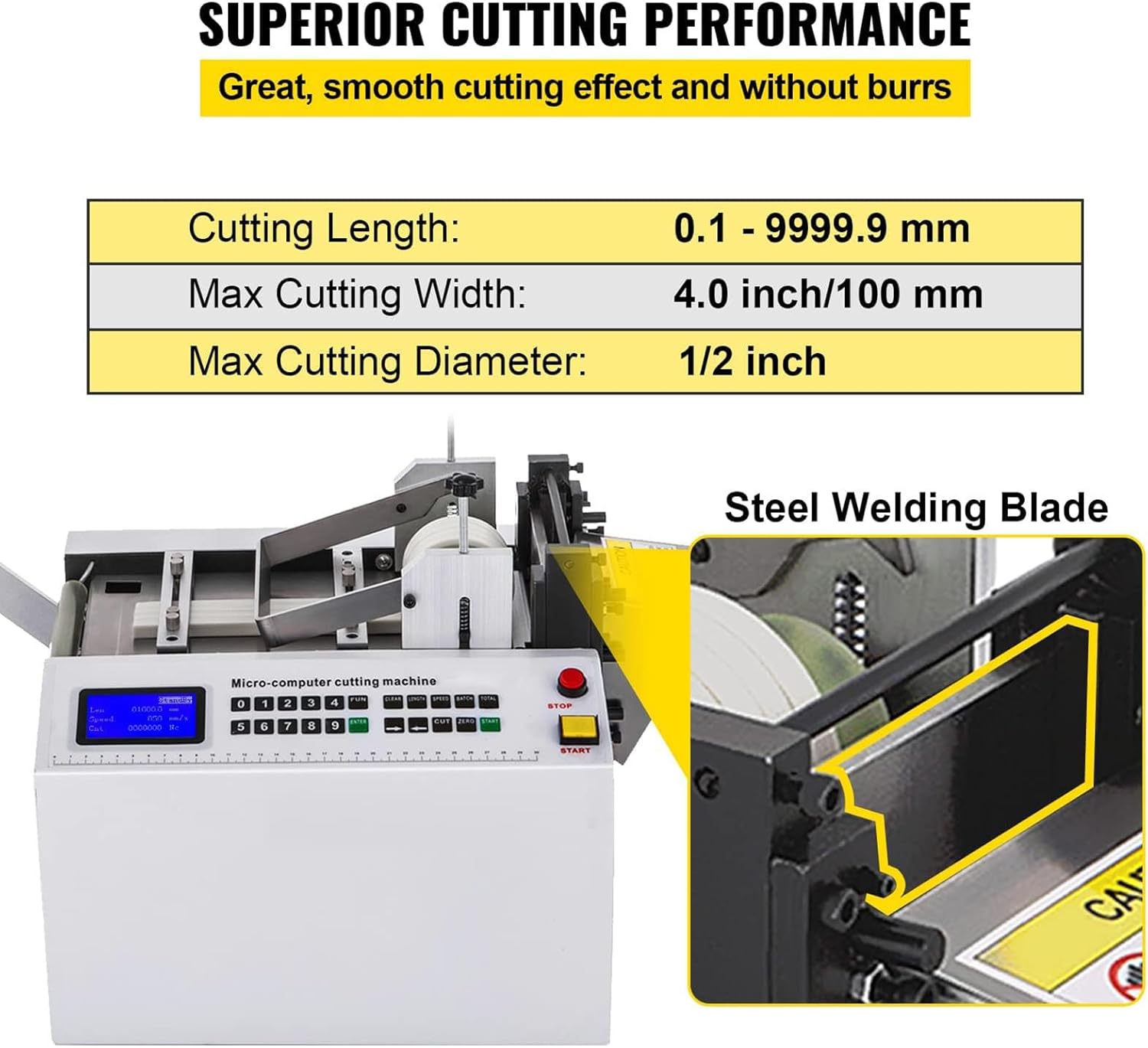Automatic Heat-Shrink Tube Cutting Machine,650W HY100C Tube Cable Pipe Cutter Precise Efficient Tube Cable Pipe Cutter Cutting Machine,for Sleeve, Rubber/Plastic Tube