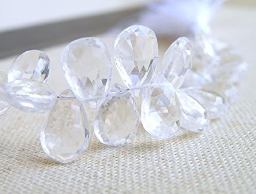 Rock Crystal Quartz Gemstone Faceted Tear Drop Briolette Large 11mm 16 beads