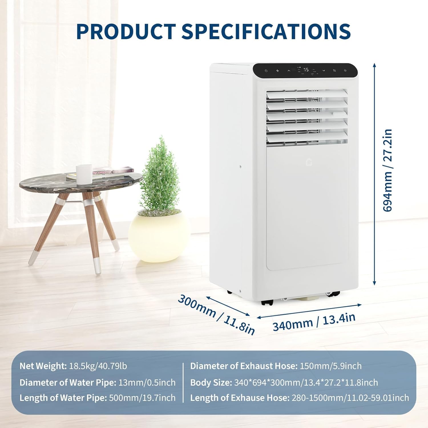 GarveeHome Portable Air Conditioner, 8000 BTU for Basement & Bedroom, Remote & Auto Evaporation, 3 in-1 Cooling Unit, Floor AC.