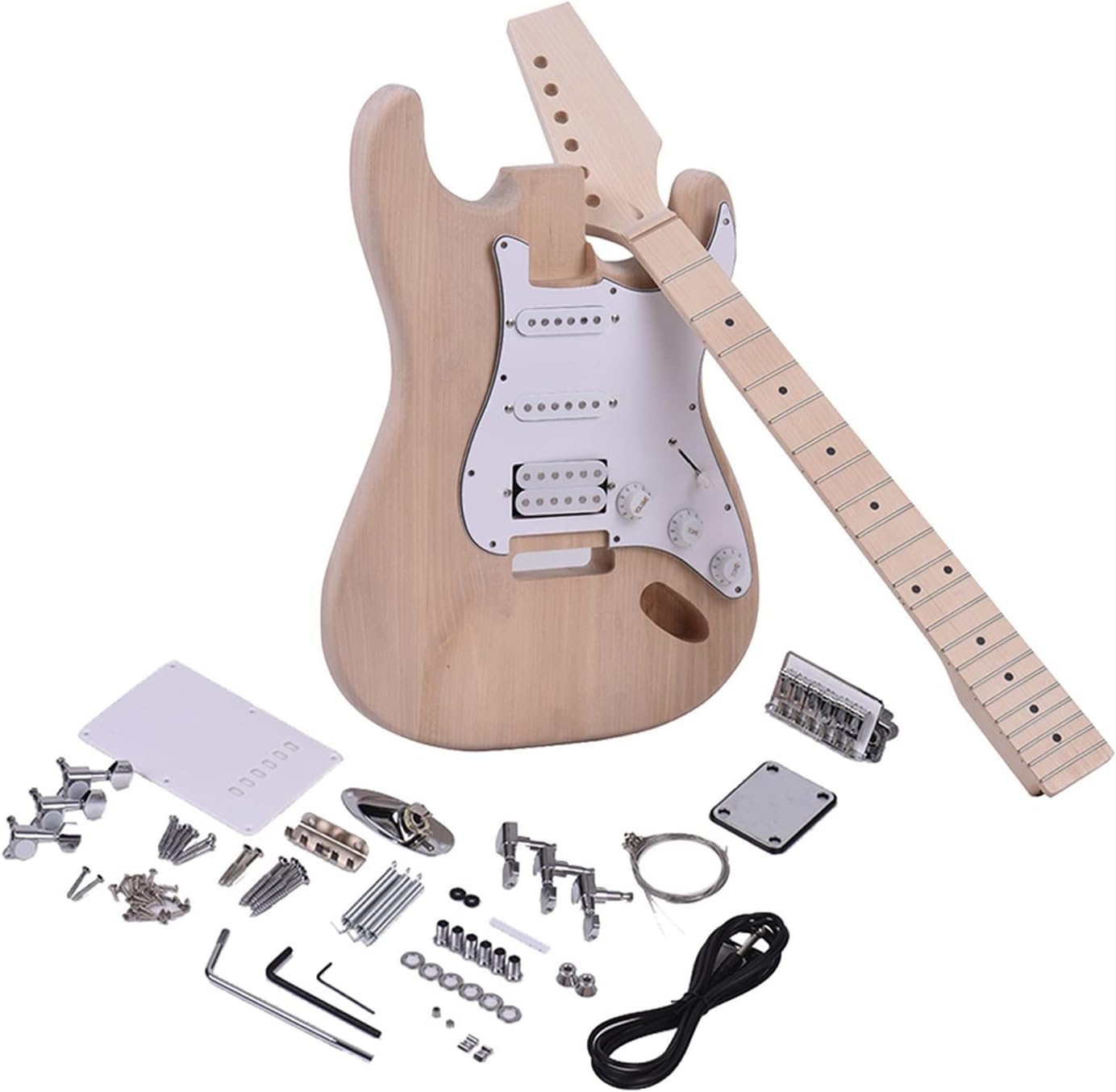 FLFL 1Set Professional Unfinished DIY Electric Guitar Kit Gifts for Guitar Lovers Music Lovers Unfinished Guitar Kit
