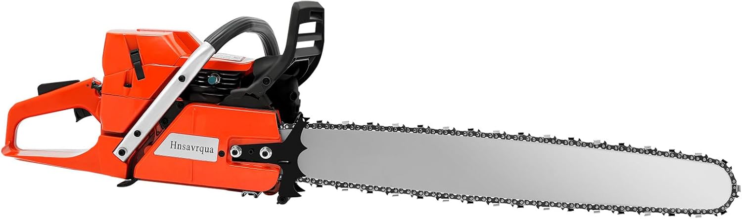 28'' Handheld Cordless Petrol Chain Saw, 71CC 2-Stroke Gasoline Powered Chainsaw, Single Cylinder Gas Powered Chainsaw Air-Cooled with Self-Reset Pull Start for Garden, Forest