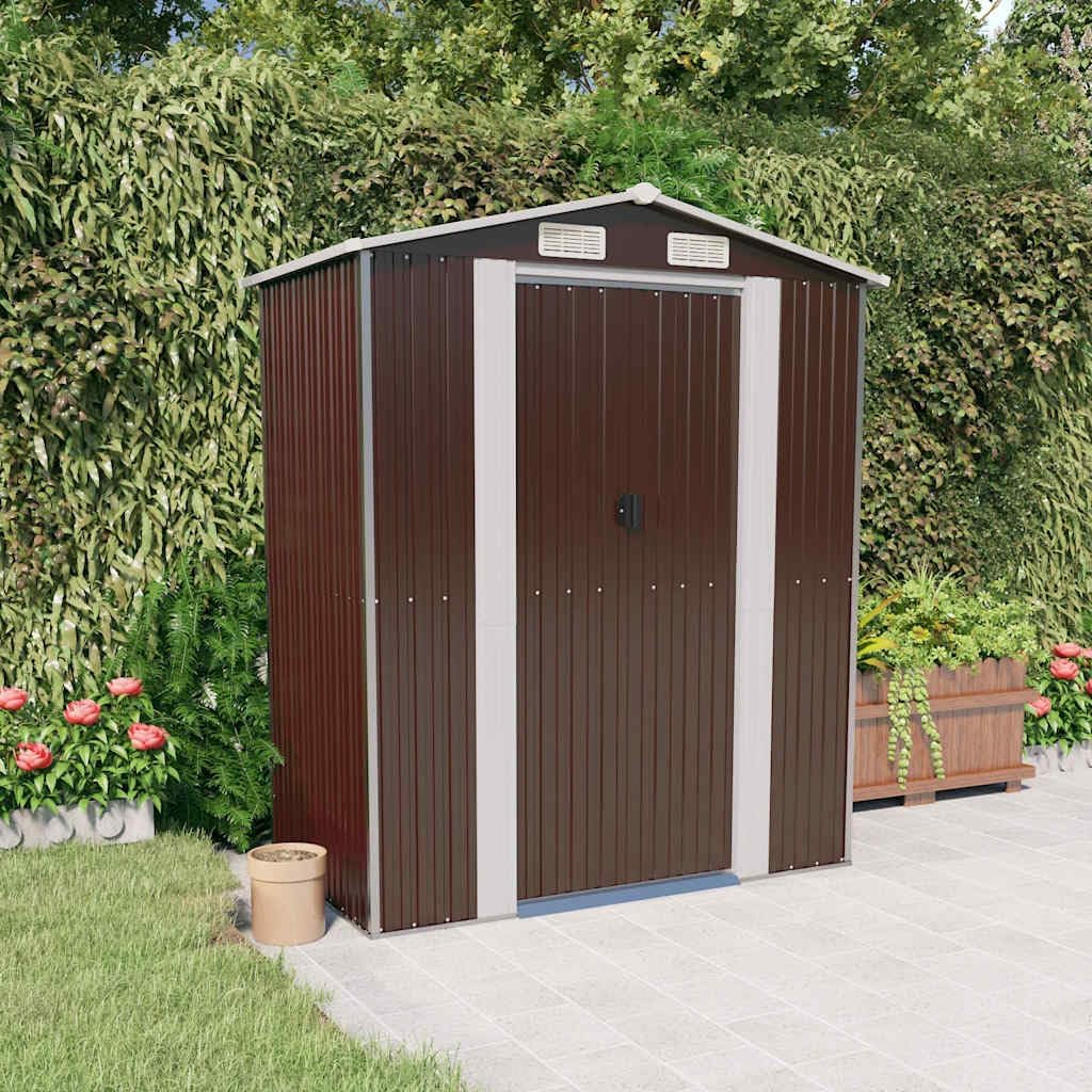 Gerätehaus 192x192x223 cm Braun verzinkter Stahl Wellblech Outdoor Storage shed wetterfest lüftbar für Garten Hof Balkon