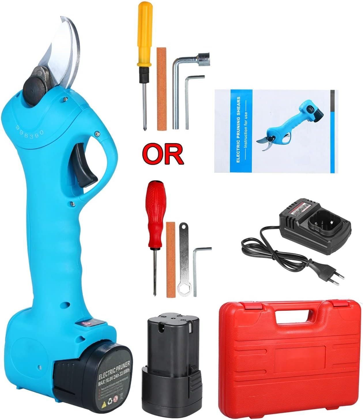 Electric Pruning Shears, Portable Cordless Electric Pruning Shears Rechargeable Battery Powered Tree Branch Pruner Garden Clippers 25mm Cutting Diameter